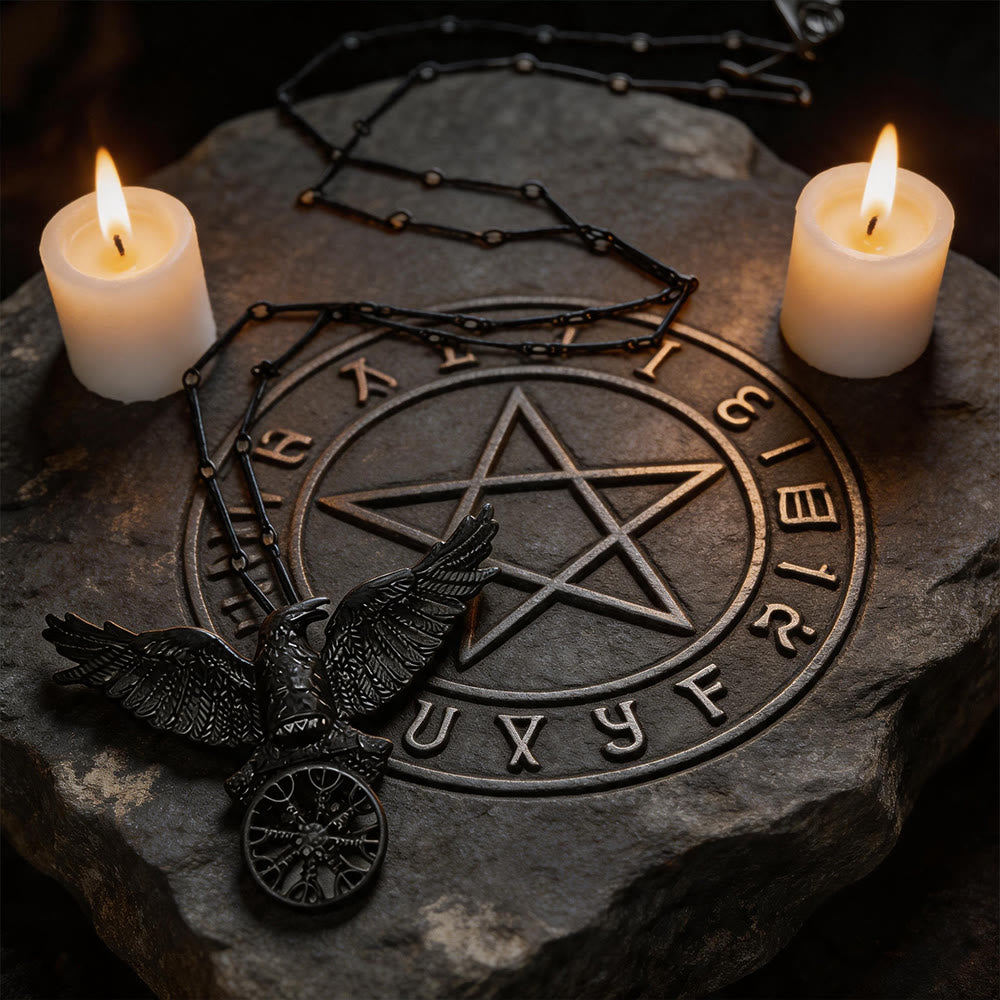 FREE Today: Viking Raven Odin Crow Vegvisir Compass Pendant Keychain / Necklace - image 8