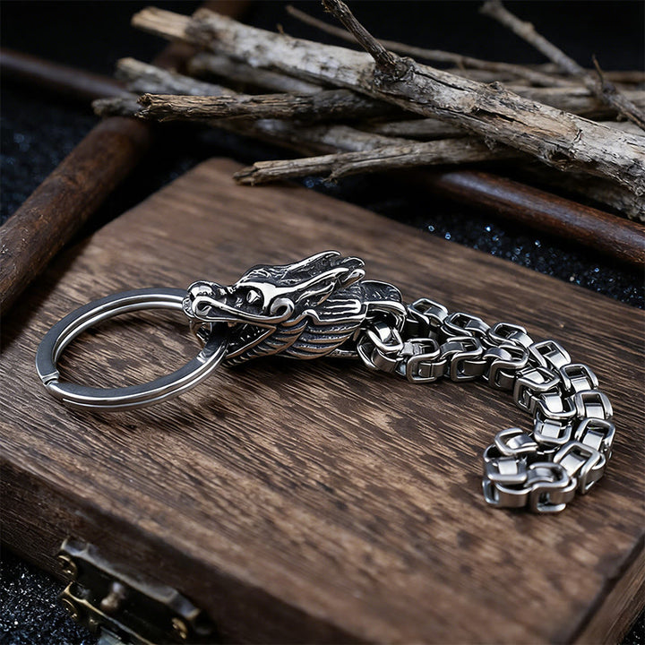 WorldNorse Vintage Dragon Woven Chain Keychain - Norse Dragon - image 0