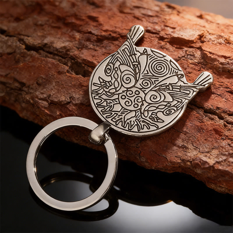 WorldNorse Embossed Norse Twin Raven Medallion Keychain - image 4