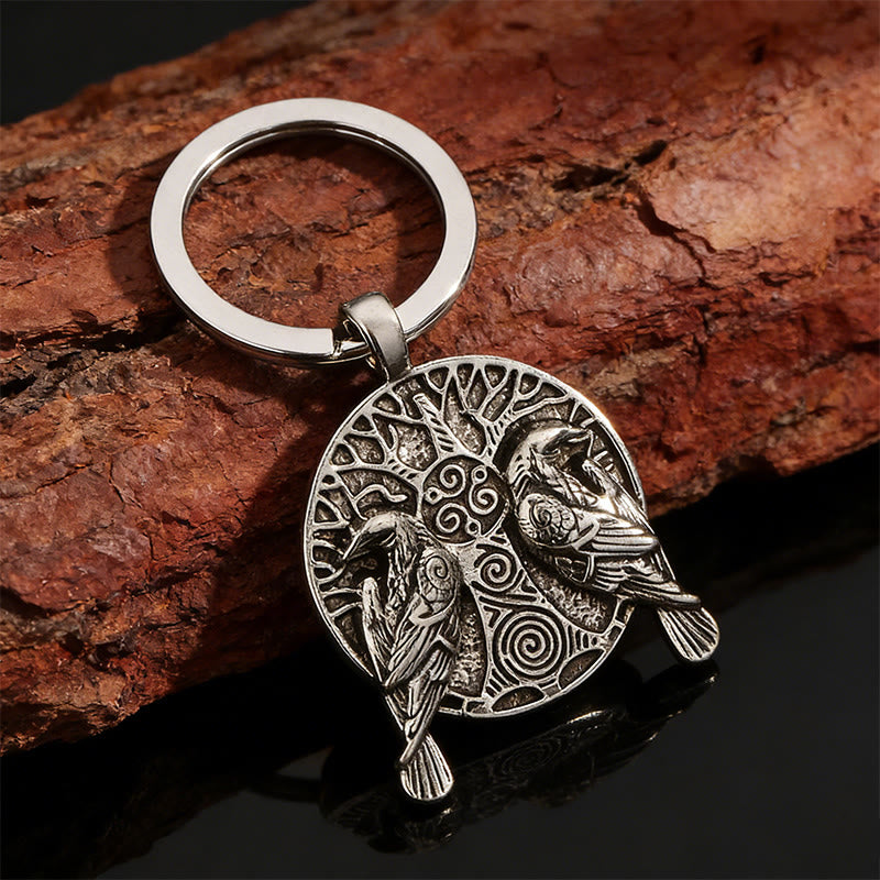 WorldNorse Embossed Norse Twin Raven Medallion Keychain - image 2