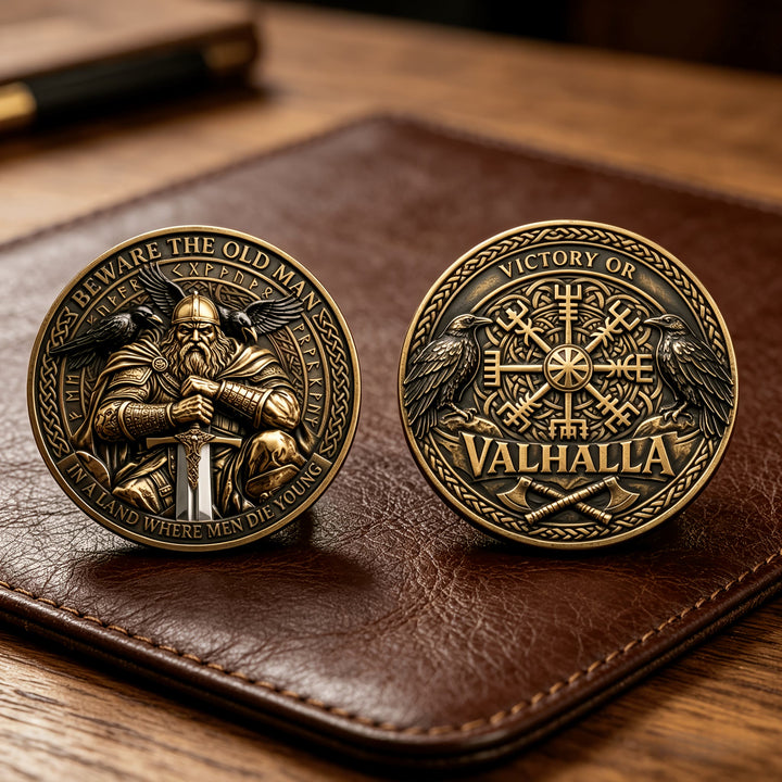 WorldNorse Odin Raven Vegvisir Carved Commemorative Coin - image 2