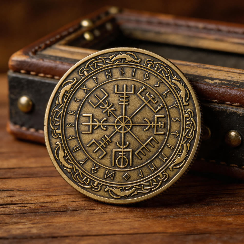 WorldNorse Antique Vegvisir Compass Embellished Commemorative Coin - image 2