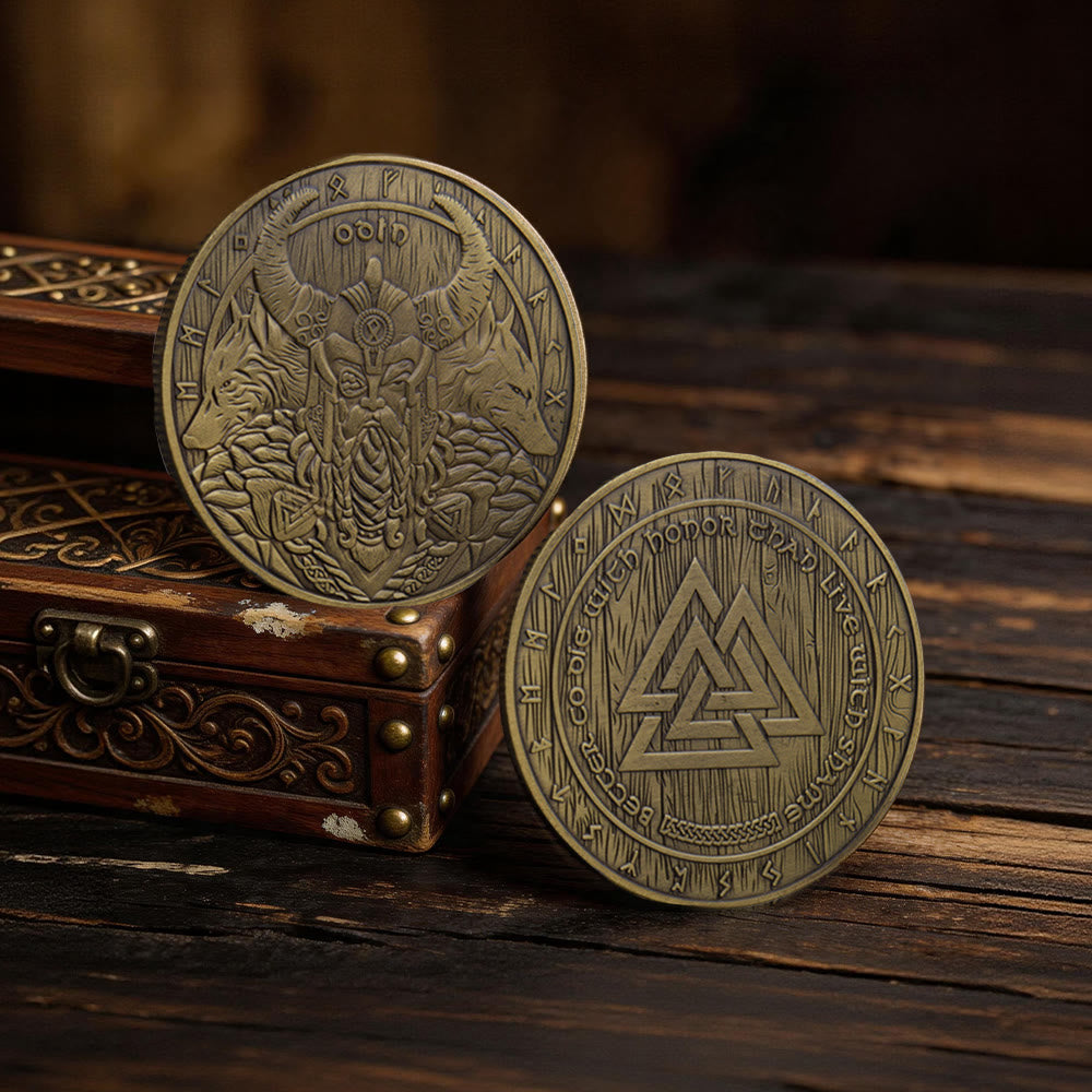 WorldNorse Odin Twin Wolf Valknut Commemorative Coin - image 5