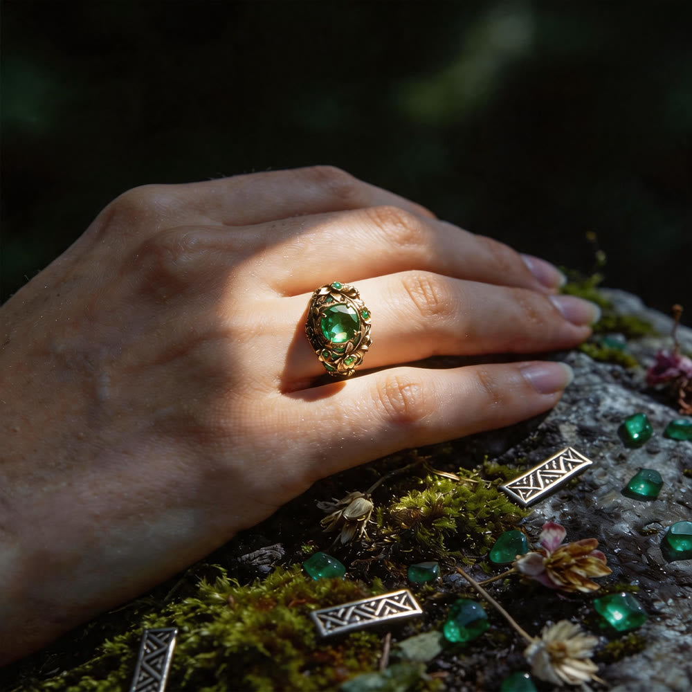 FREE Today: Mystic Woods Sculpted Floral Emerald Ring - image 1