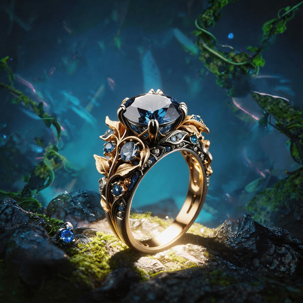 FREE Today: Fairy's Whisper Gold Leaf Blue Topaz Ring - US 11 - image 0