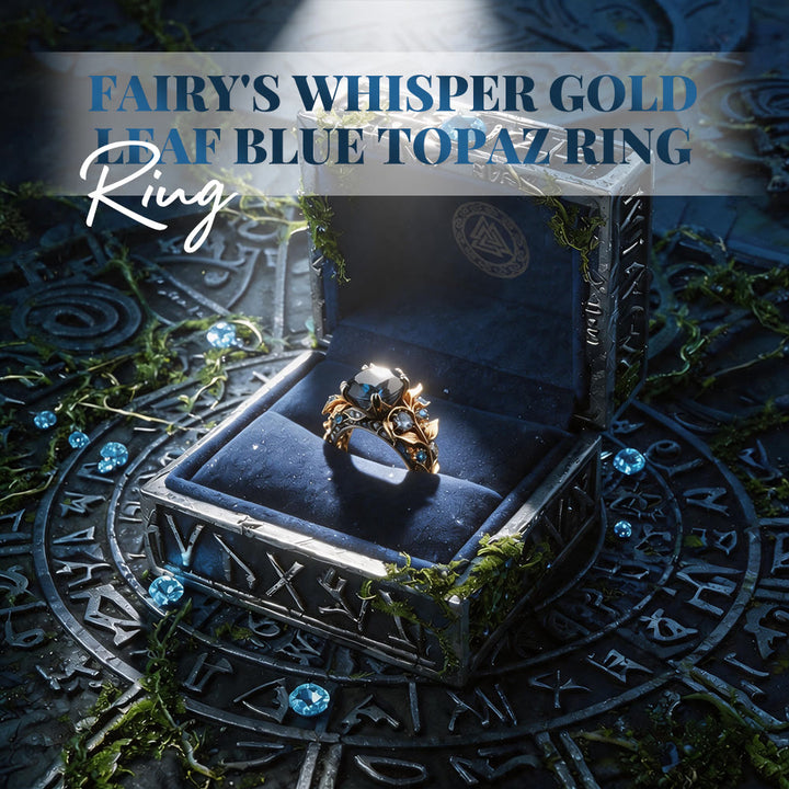 FREE Today: Fairy's Whisper Gold Leaf Blue Topaz Ring - image 2