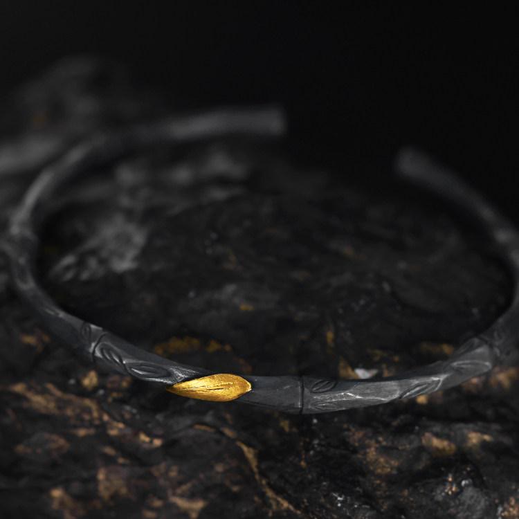 WorldNorse Handcrafted 999 Silver Bamboo Open Cuff Bracelet - image 4