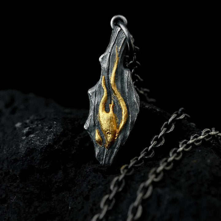 WorldNorse Handcrafted 999 Silver Fire Textured Gilded Pendant Necklace - image 7