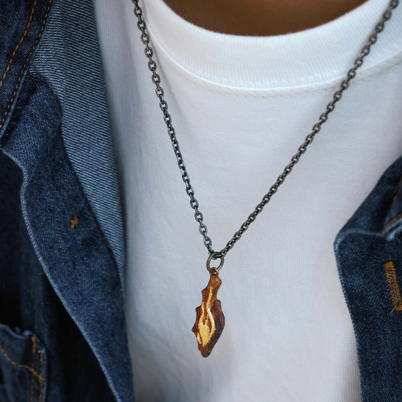 WorldNorse Handcrafted 999 Silver Fire Textured Gilded Pendant Necklace - image 1