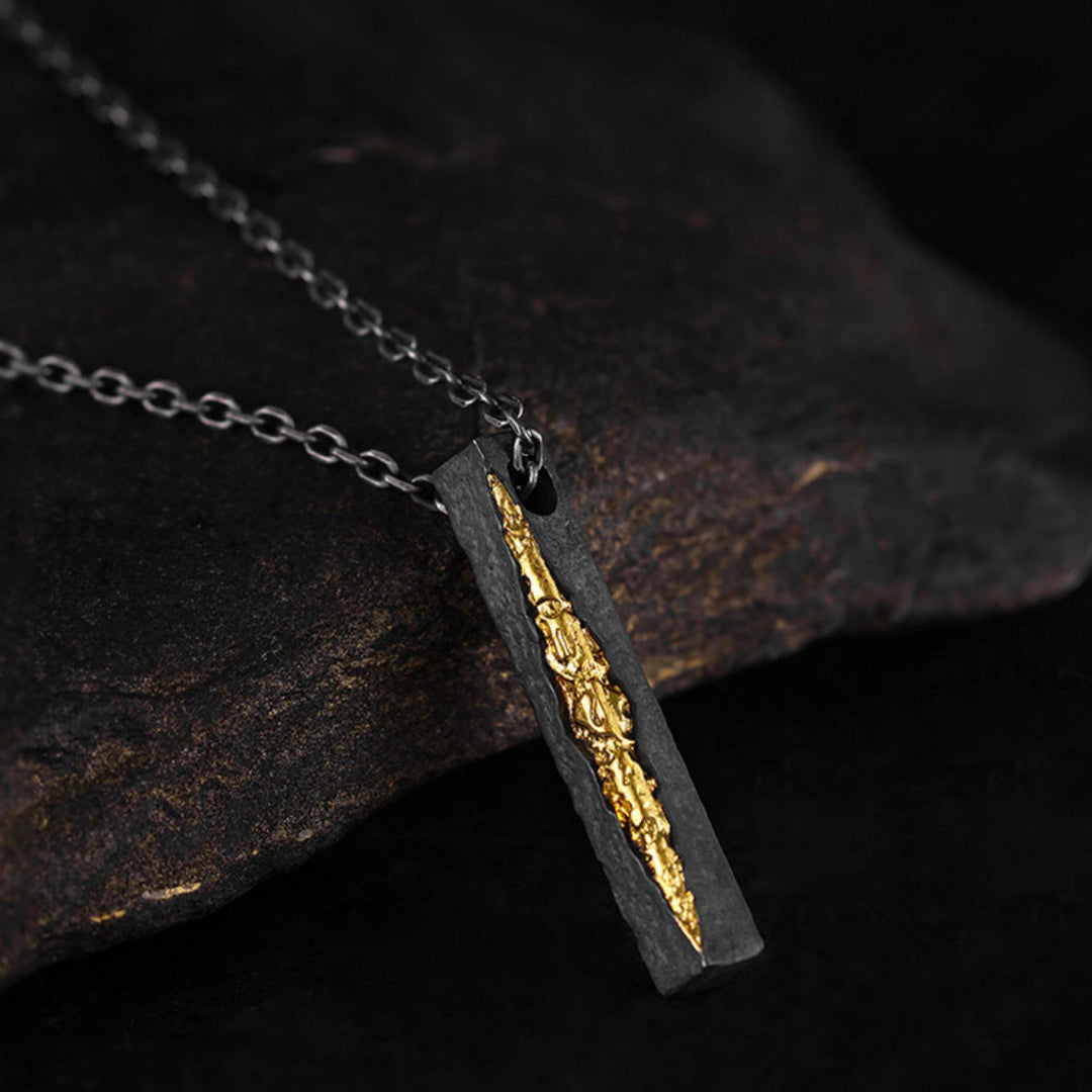 WorldNorse Handcrafted 999 Silver Slab Crack Gold Necklace - image 6