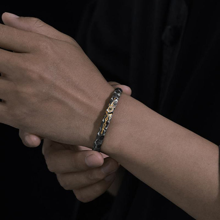 WorldNorse Handcrafted 925 Silver Wish Stone Textured Cuff Bracelet - image 8