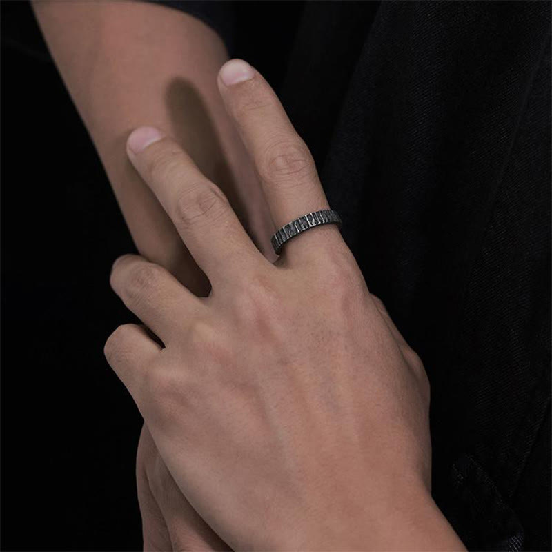 WorldNorse Handcrafted 999 Silver Rough Timber Textured Couple Ring - image 5
