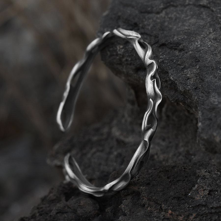 WorldNorse Handcrafted 999 Silver Twisted Flame Hollow Cuff Bracelet - image 2