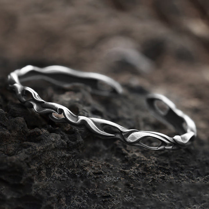 WorldNorse Handcrafted 999 Silver Twisted Flame Hollow Cuff Bracelet - image 4