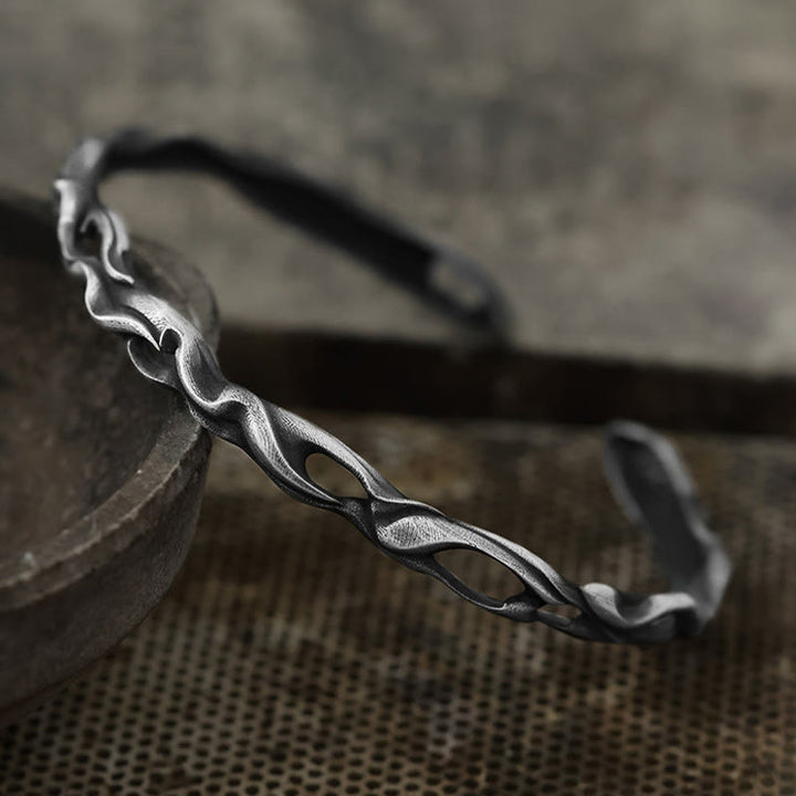 WorldNorse Handcrafted 999 Silver Twisted Flame Hollow Cuff Bracelet - image 3