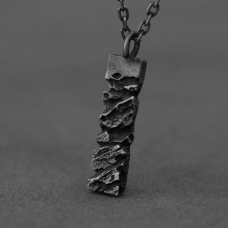 WorldNorse Handcrafted 999 Silver Cracked Mountain Textured Necklace - Style#A - With 55cm 925 Silver Chain - NO THANKS - image 1