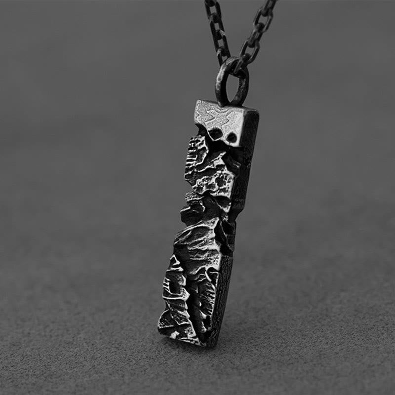 WorldNorse Handcrafted 999 Silver Cracked Mountain Textured Necklace - Style#B - With 55cm 925 Silver Chain - NO THANKS - image 2
