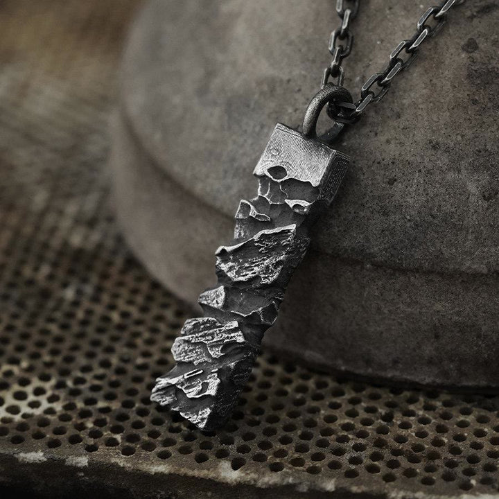 WorldNorse Handcrafted 999 Silver Cracked Mountain Textured Necklace - image 5