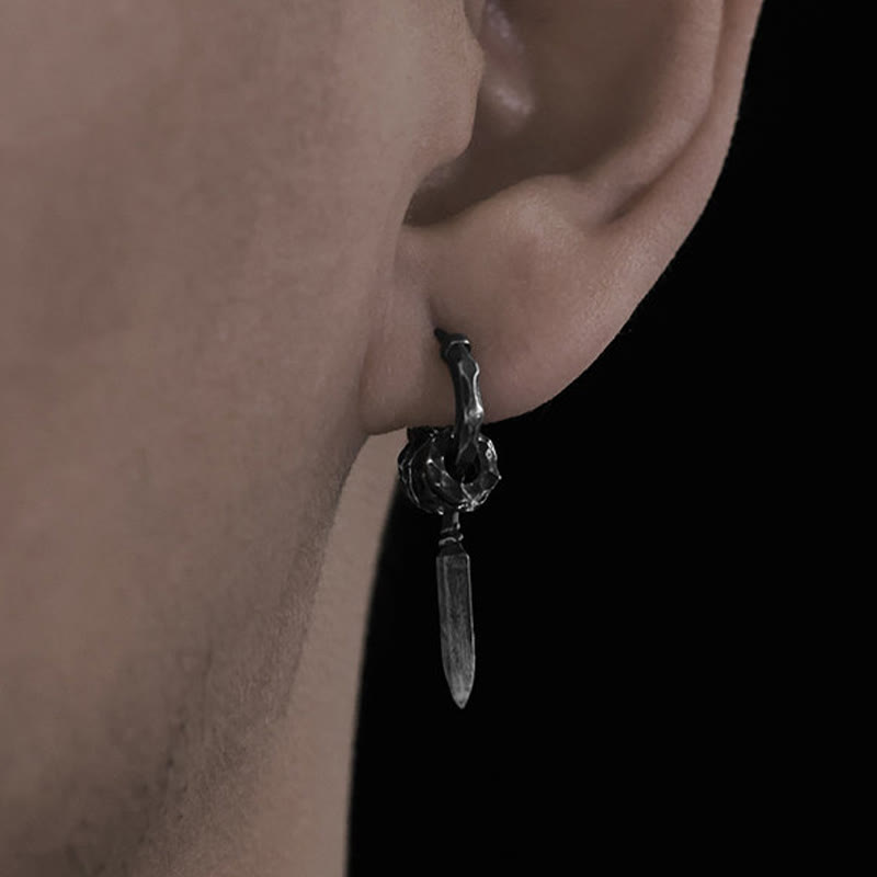 WorldNorse Handcrafted 999 Silver Damocles Sword Hammered Earrings - image 8