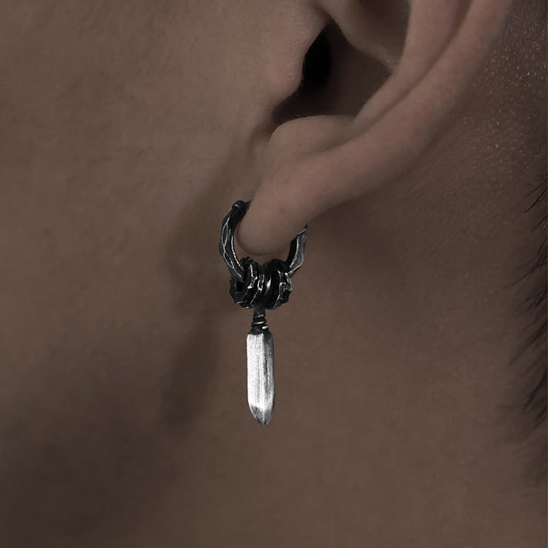 WorldNorse Handcrafted 999 Silver Damocles Sword Hammered Earrings - image 6