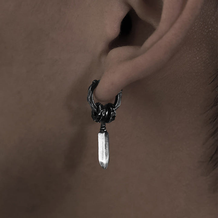 WorldNorse Handcrafted 999 Silver Damocles Sword Hammered Earrings - image 6
