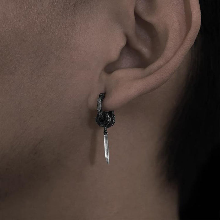 WorldNorse Handcrafted 999 Silver Damocles Sword Hammered Earrings - image 7