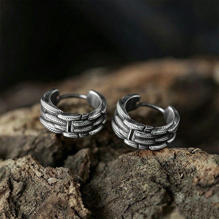 WorldNorse Handcrafted 925 Silver Multi Layer Carved Feather Earrings - One Pair Earrings - image 0