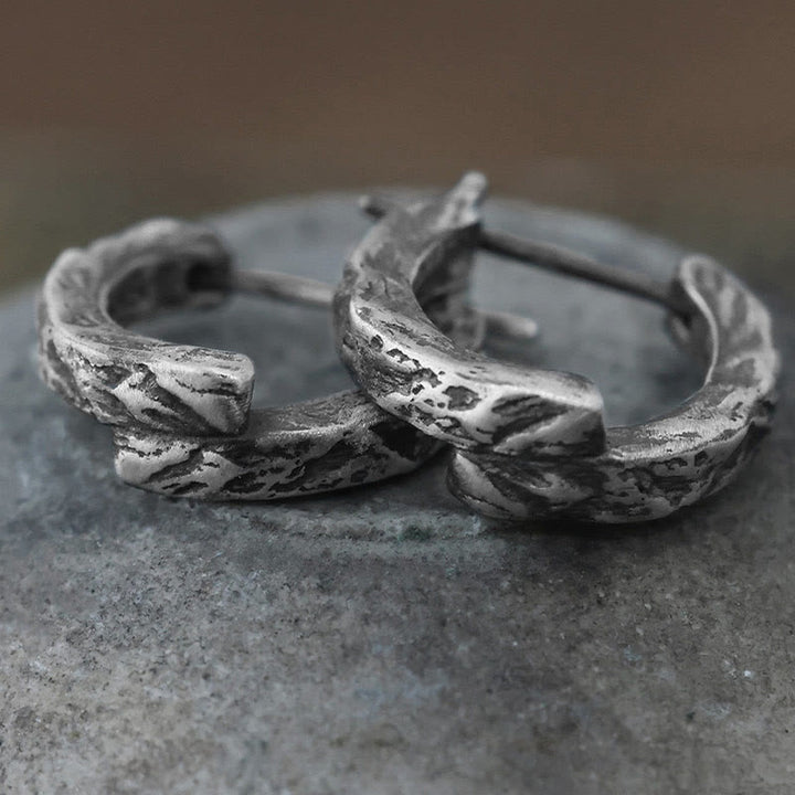 WorldNorse Handcrafted 925 Silver Cracked Rock Earrings - image 2