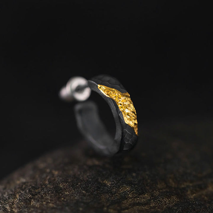 WorldNorse Handcrafted 999 Silver Hammered Gold Vein Earrings - image 4