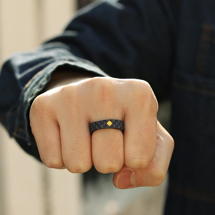 WorldNorse Handcrafted 999 Silver Embossed Dragon Scale Inlaid Gold Ring - image 5