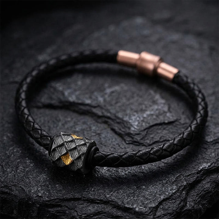 WorldNorse Handcrafted 999 Silver Carved Dragon Scale Leather Bracelet - image 3