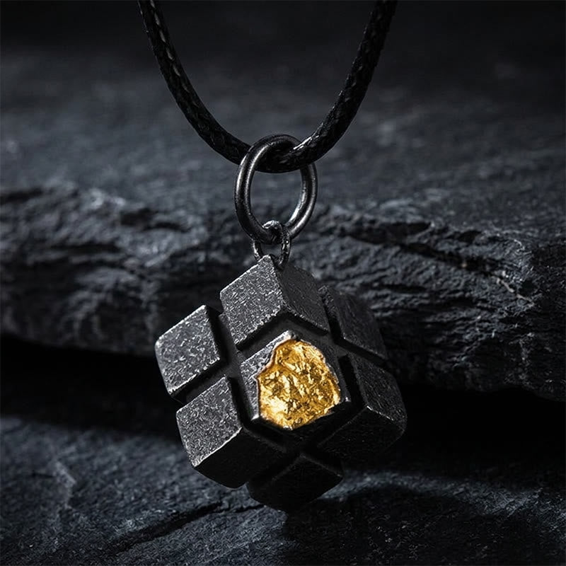 WorldNorse Handcrafted 999 Silver Forged Cube Necklace - With 55cm Waxed Rope - image 2