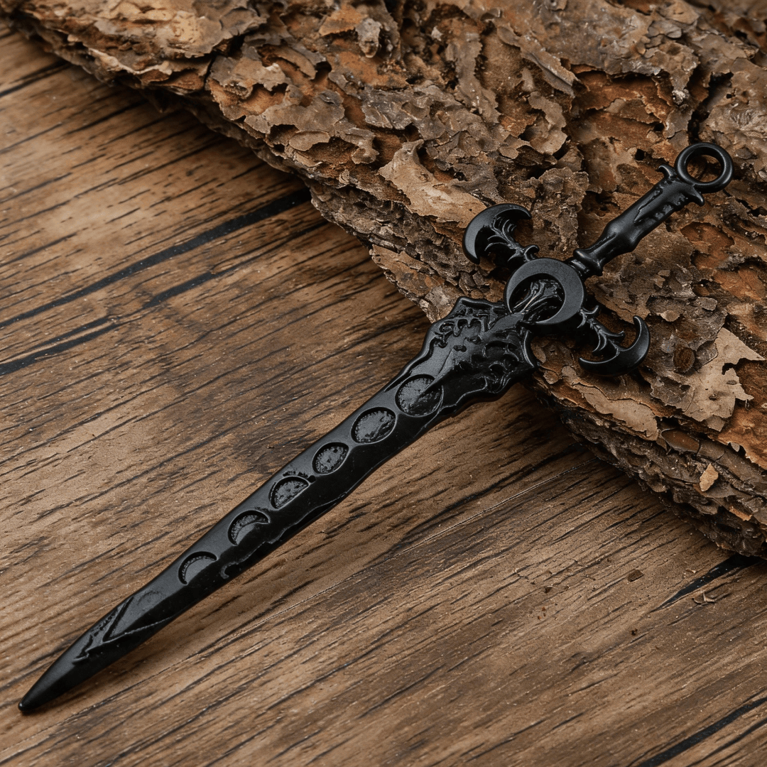 WorldNorse Crescent Viking Sword Hairpin - Style#1#Black - image 3