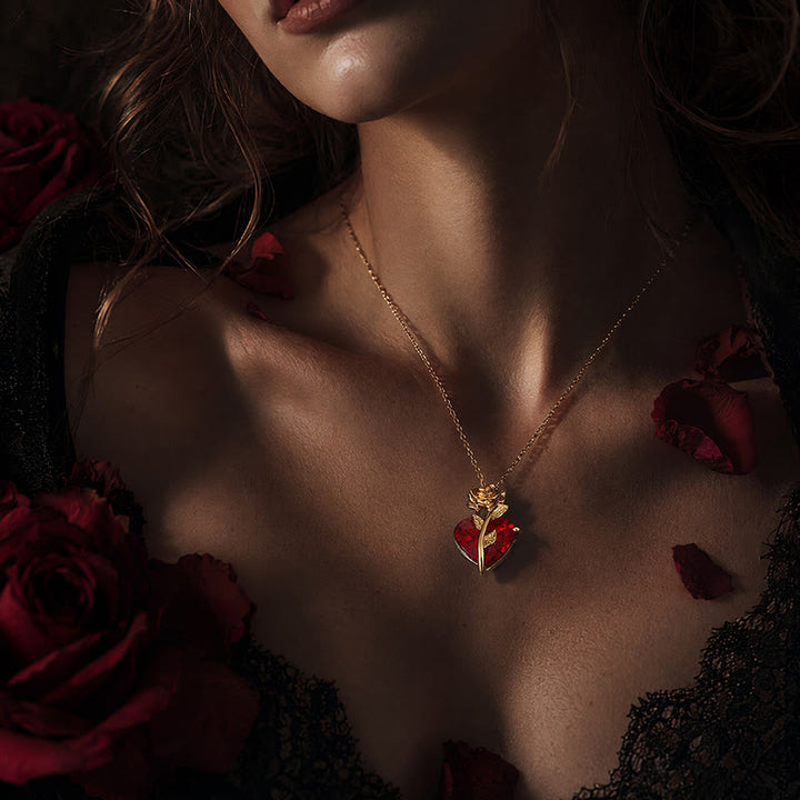 FREE Today: Dark Romance Ruby Heart Rose Necklace - image 8