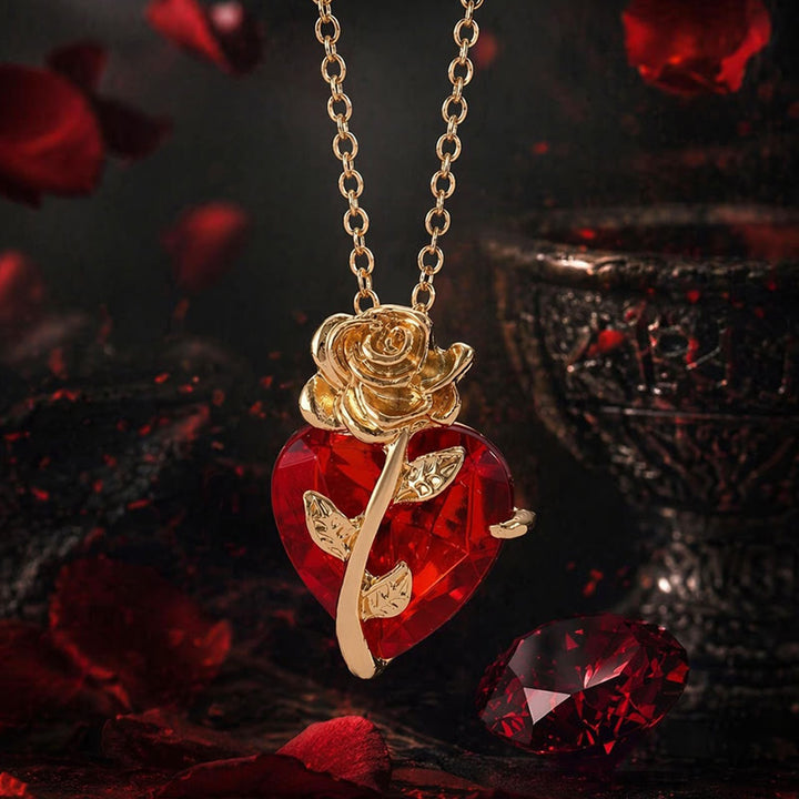 FREE Today: Dark Romance Ruby Heart Rose Necklace - Gold - image 7