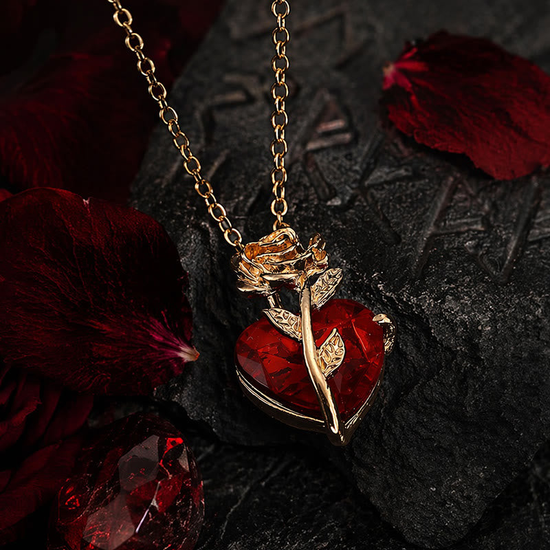 FREE Today: Dark Romance Ruby Heart Rose Necklace - image 11