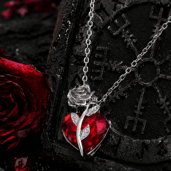 FREE Today: Dark Romance Ruby Heart Rose Necklace - image 15