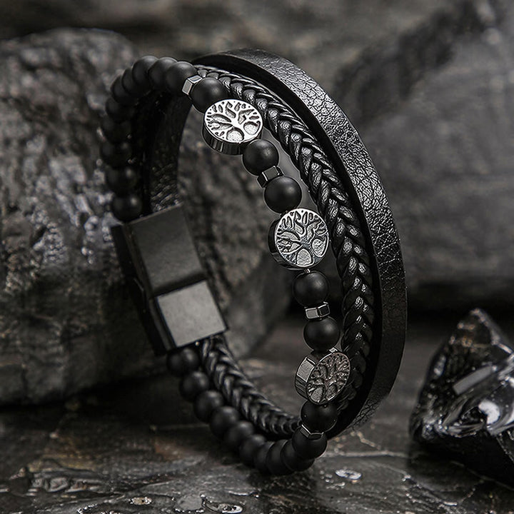 FREE Today: Viking Yggdrasil Multi-Layer Stack Bracelet - Obsidian - image 5