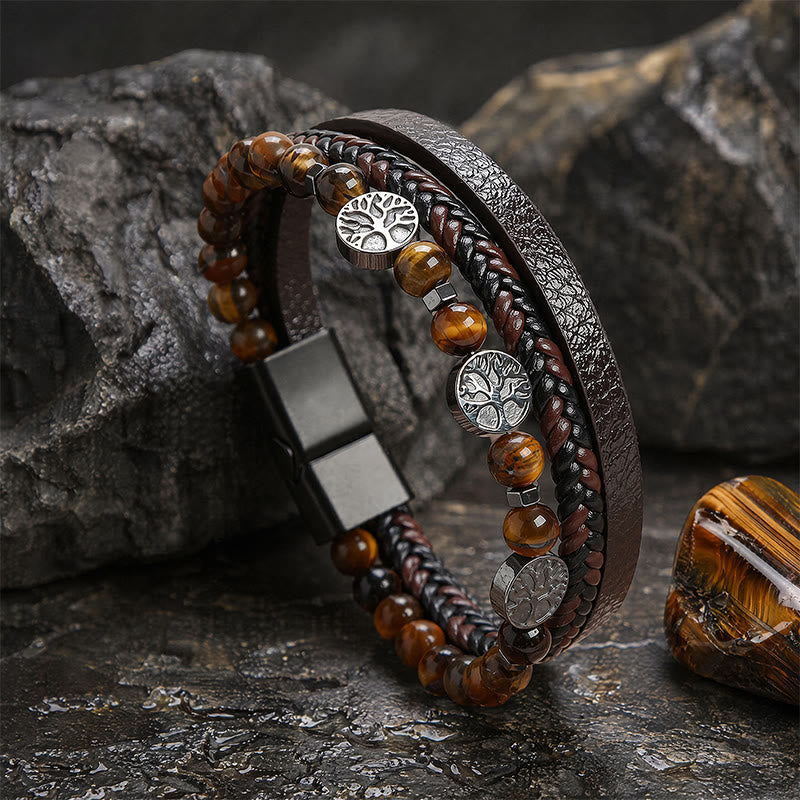 FREE Today: Viking Yggdrasil Multi-Layer Stack Bracelet - Tiger's eye - image 1