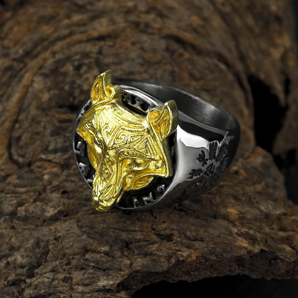 FREE Today: Vintage Viking Rune Wolf Head Stainless Steel Compass Ring - image 2