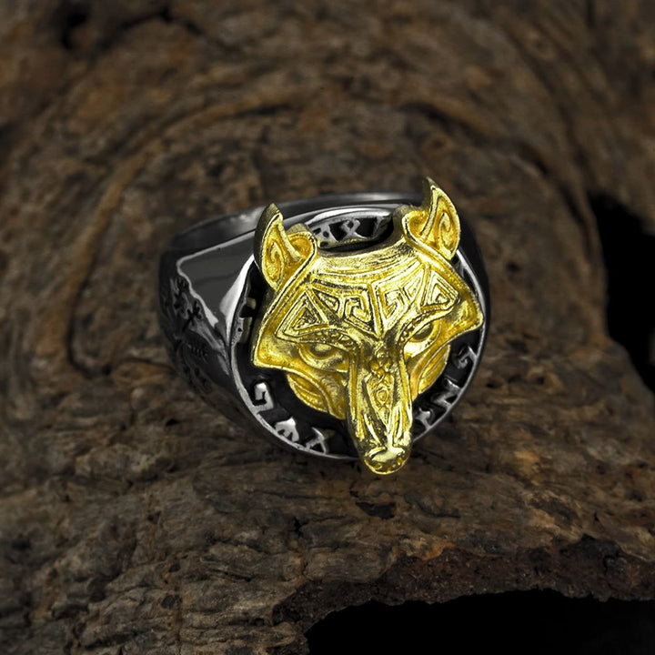 FREE Today: Vintage Viking Rune Wolf Head Stainless Steel Compass Ring - US 13 - image 0
