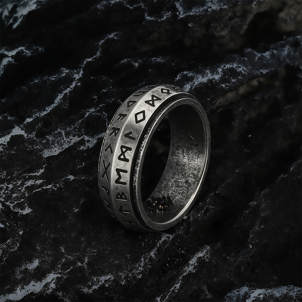 FREE Today: A Unique Gift for Anxiety Relief- Viking Rune Rotating Ring - Vintage Silver - US 13 - image 9
