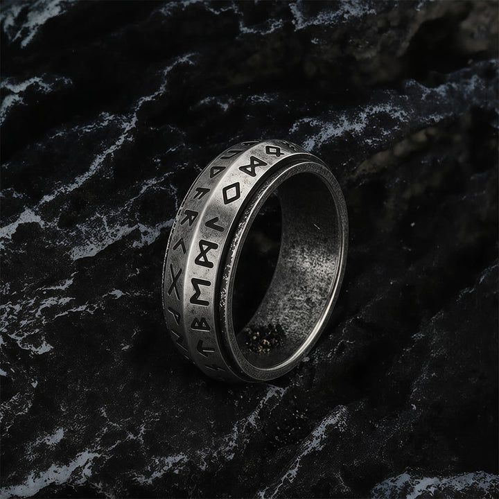FREE Today: A Unique Gift for Anxiety Relief- Viking Rune Rotating Ring - Vintage Silver - US 13 - image 9