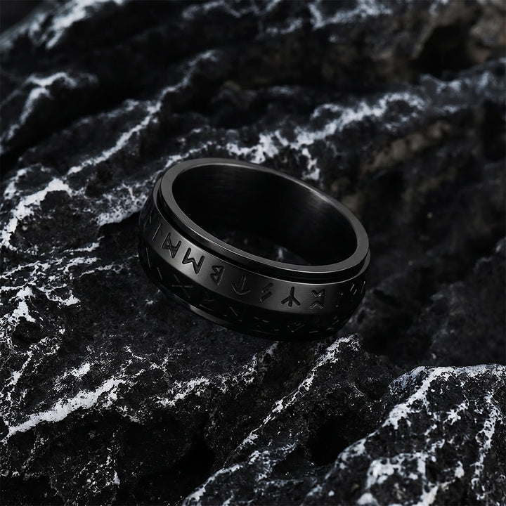 FREE Today: A Unique Gift for Anxiety Relief- Viking Rune Rotating Ring - Black Color - US 13 - image 5