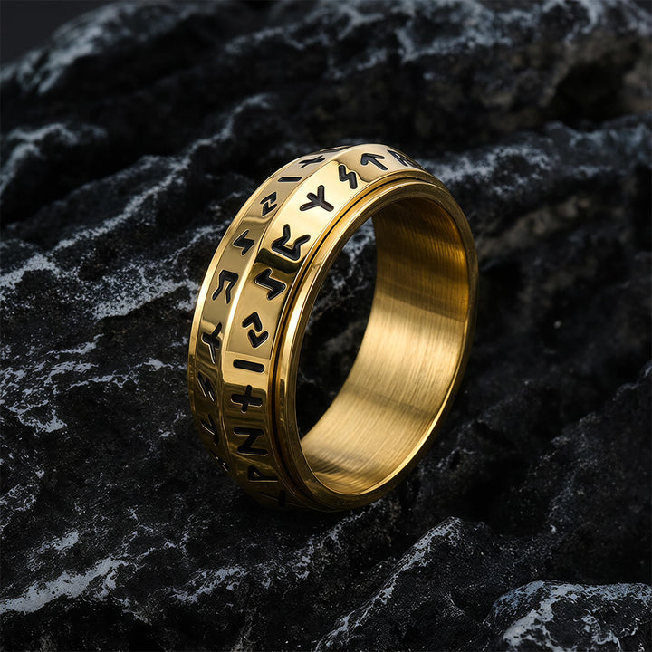 FREE Today: A Unique Gift for Anxiety Relief- Viking Rune Rotating Ring - Golden Color - US 13 - image 7