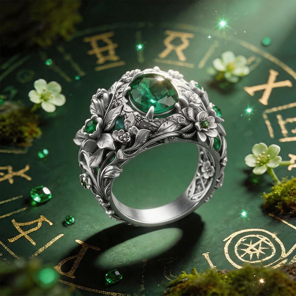 FREE Today: Mystic Woods Sculpted Floral Emerald Ring - image 3