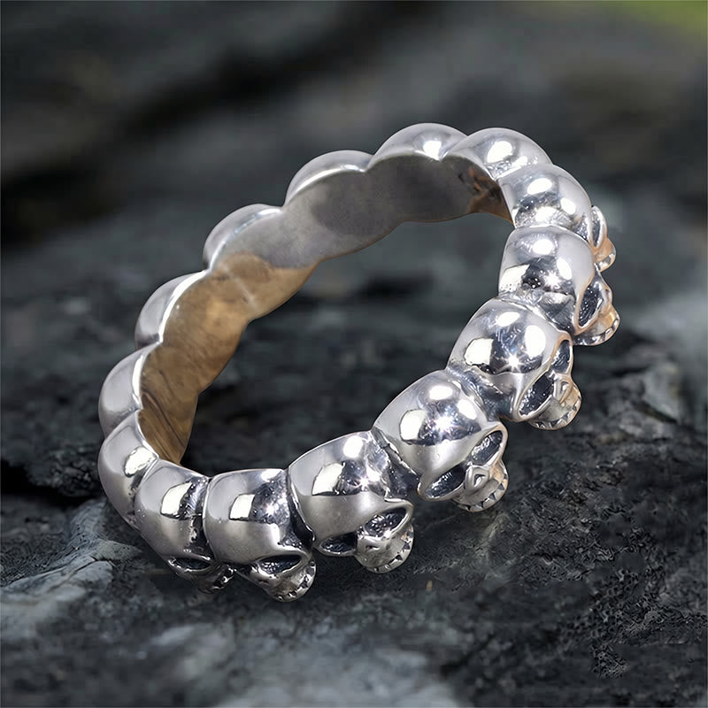 FREE Today: Handcrafted Skull Row Gothic Ring-Symbol of Mortality and Strength - image 7