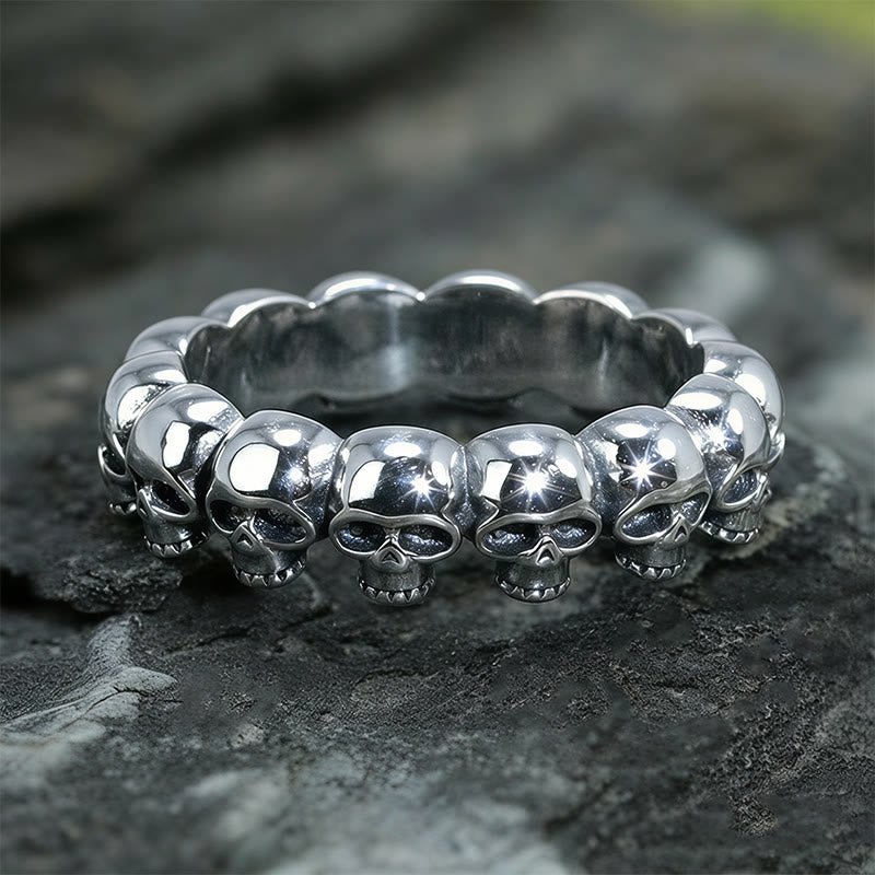 FREE Today: Handcrafted Skull Row Gothic Ring-Symbol of Mortality and Strength - image 1