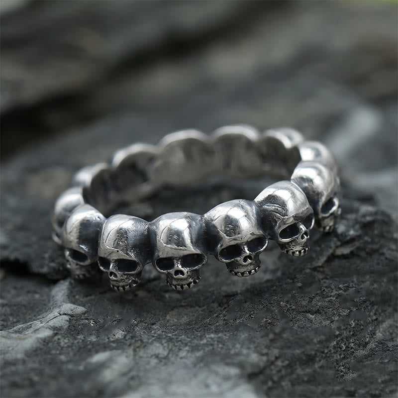 FREE Today: Handcrafted Skull Row Gothic Ring-Symbol of Mortality and Strength - US 12 - image 0
