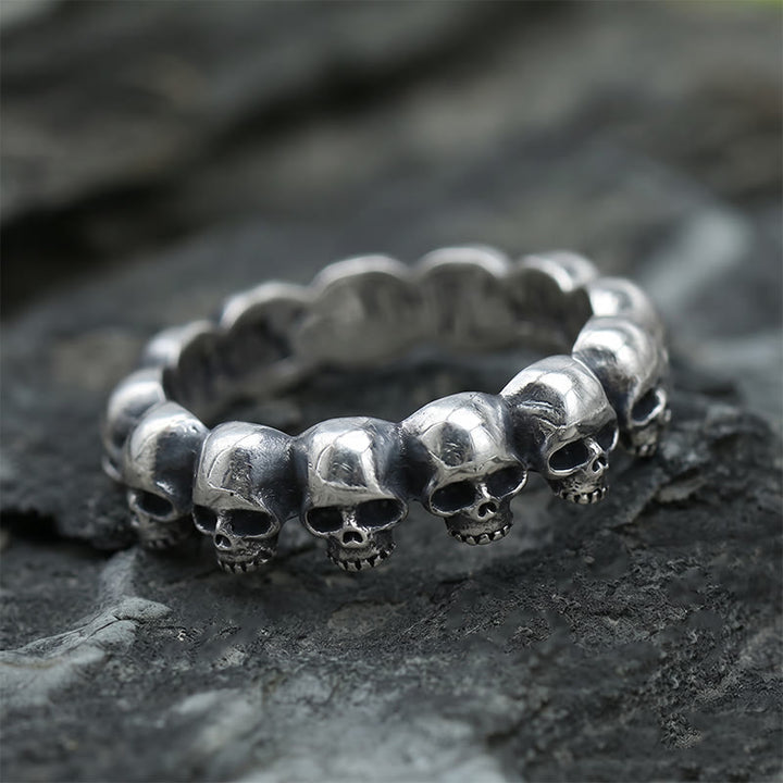 FREE Today: Handcrafted Skull Row Gothic Ring-Symbol of Mortality and Strength - US 12 - image 0